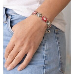 Brighton Red and Silver Floral Bracelet